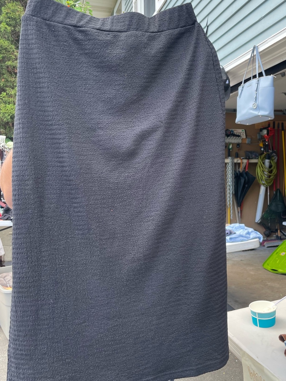 SHEIN Black Textured Pencil Skirt